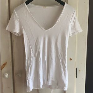 J. Crew White Stretchy V-Neck T-Shirt